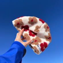 Load image into Gallery viewer, Maroon Sherpa Flower Beanie
