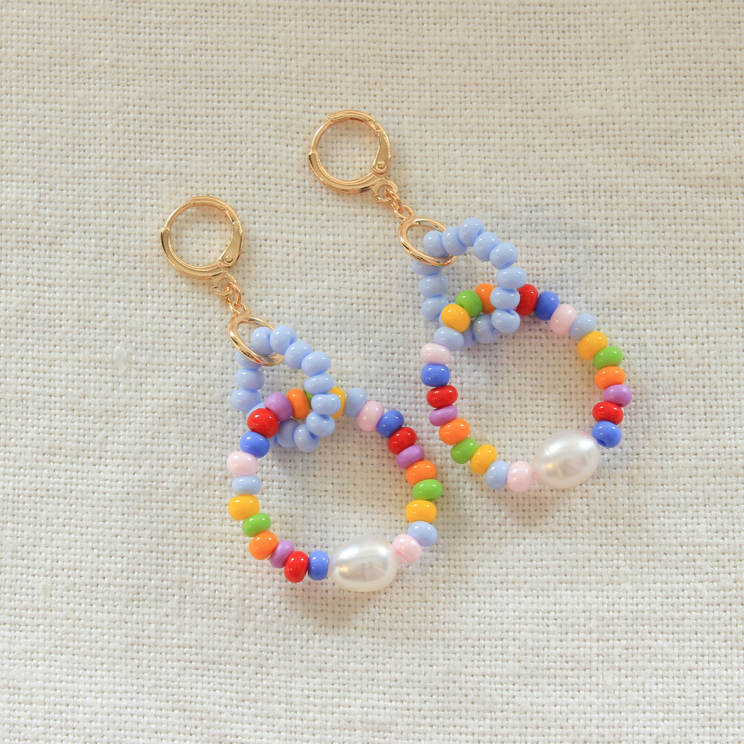 Beaded Statement Hoops- Colorful