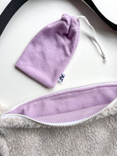 Load image into Gallery viewer, Sherpa Crescent Bag- lavender liner
