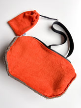Load image into Gallery viewer, Taupe Crescent Bag- terracotta liner
