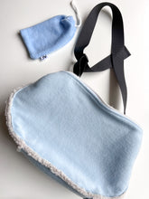 Load image into Gallery viewer, Sherpa Crescent Bag- baby blue liner
